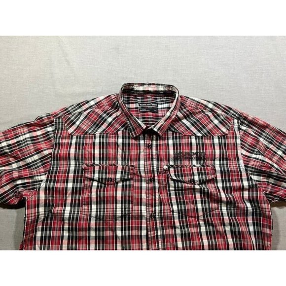 Ecko Unltd Button Up Shirt Adult 2XL Red Plaid Short Sleeve Casual Mens. - Picture 2 of 9